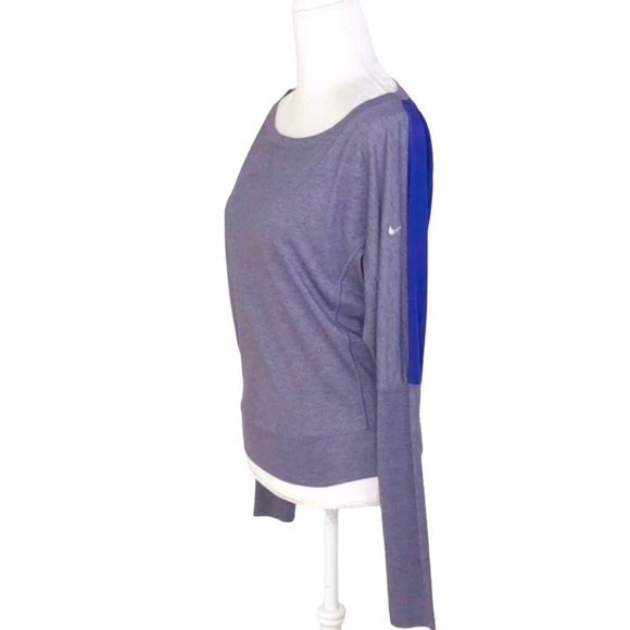 Nike Dri-Fit purple wide-neck long-sleeve top tee activewear athleisure XS - Picture 4 of 9
